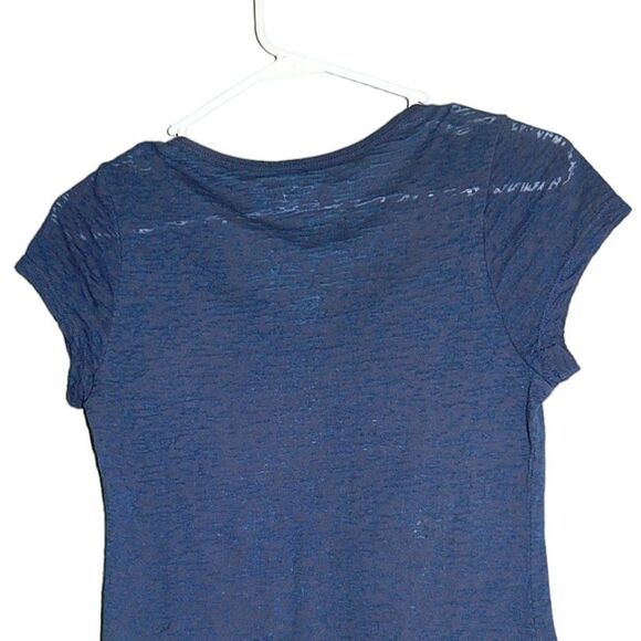 SELF ESTEEM women's junior's small 3/5 navy blue patriotic skull burnout t-shirt - Picture 8 of 10